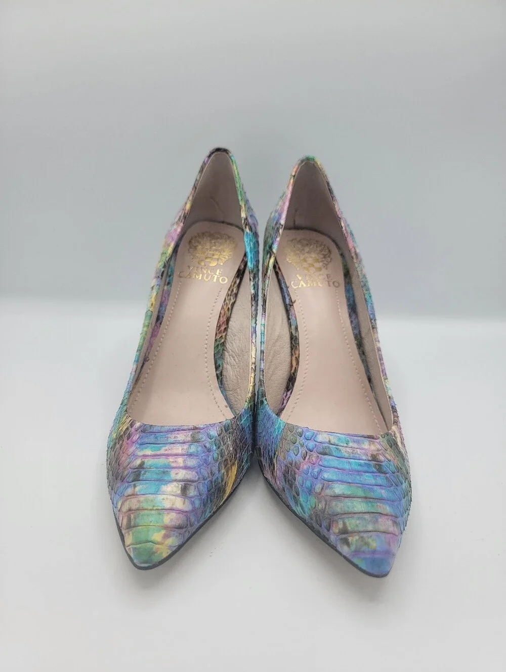Vince Camuto Multicolor Snake-Print Pointed Toe Pumps